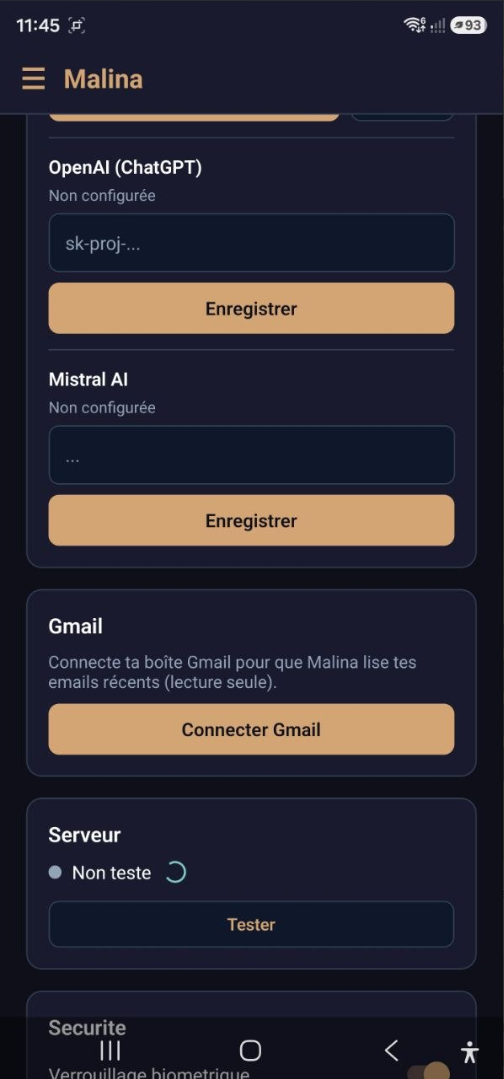 Malina agit via ses outils