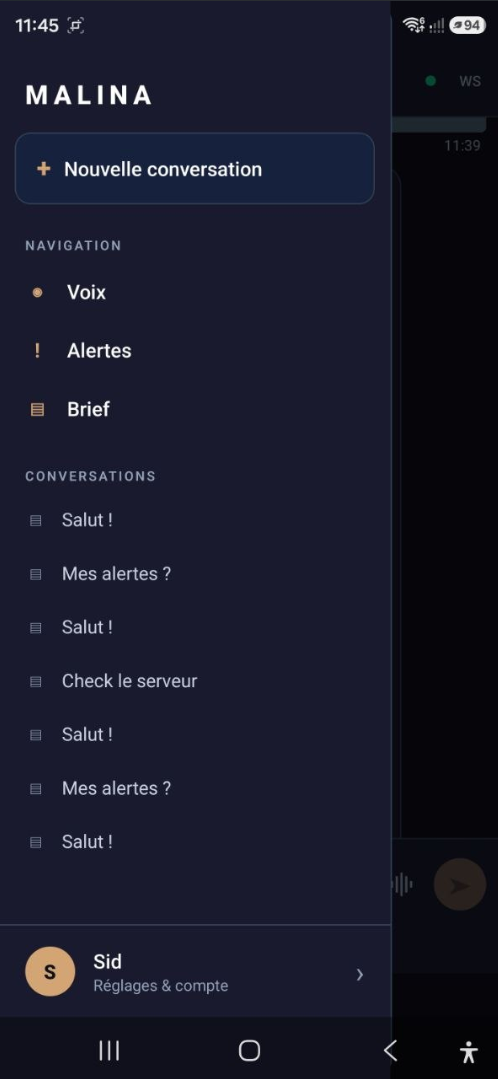 Navigation et historique des conversations